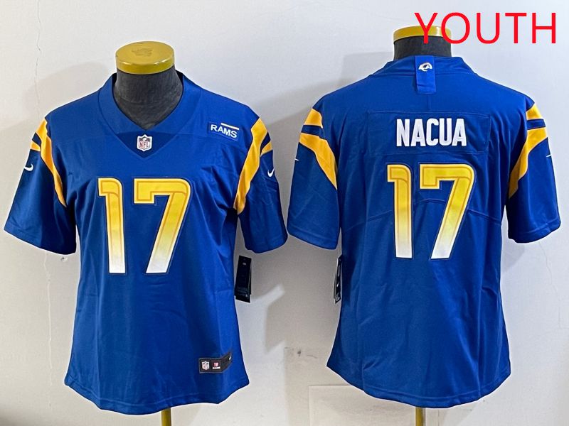Youth Los Angeles Rams #17 Adams Blue Second generation 2025 Nike Limited NFL Jersey style 3